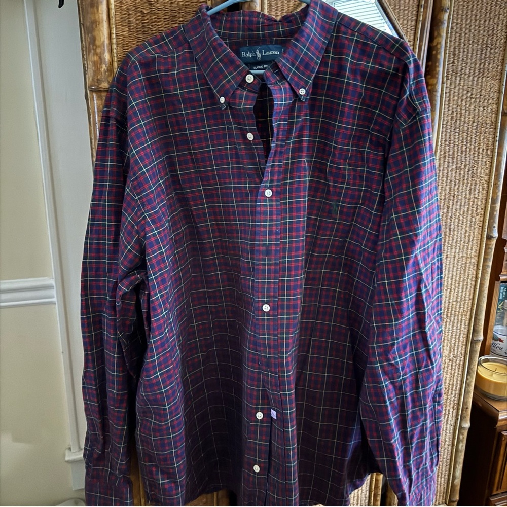 Ralph Lauren Men's Checkered Shirt - Red and Blue